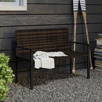 Outsunny 2 Seater Rattan Garden Bench, Outdoor Bench with Quick-Drying Cotton Padding, Wicker Garden Loveseat with Armrests, Steel Frame for Patio, Park, Mixed Brown