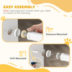 PawHut Dog Gate Pet Safety Gate Stair Barrier Pressure Mount Adjustable 76-82/86-97/101-107 cm, White