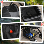PawHut Pet Stroller Pushchair Foldable Travel Dog Cat Carriage w/ Reversible Handle Brake Basket