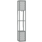 Floor Lamp with Shelves, Dual Light, Modern Tall Standing Lamps, with Pull Chain Switch (Bulb not Included), Light Grey