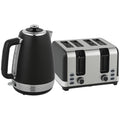 Stainless Steel Panel Kettle and Toaster Set - Black