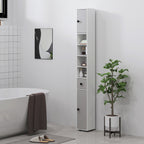 kleankin 180cm Slim Bathroom Cabinet, with Drawer, Shelves and Cupboards - Light Grey