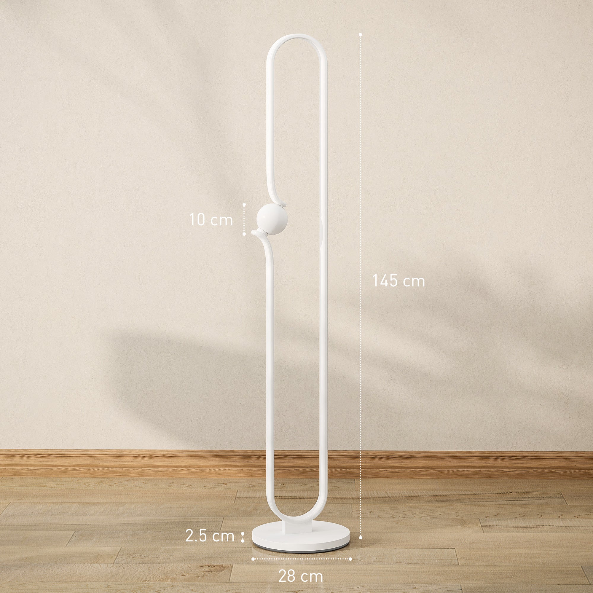 LED Floor Lamp, Dimmable Floor Standing Lamp with Glass Night Light, Foot Switch for Living Room, Bedroom, Office, White