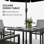 Outsunny Five-Piece Metal Dining Set, with Glass-Top Table - Grey