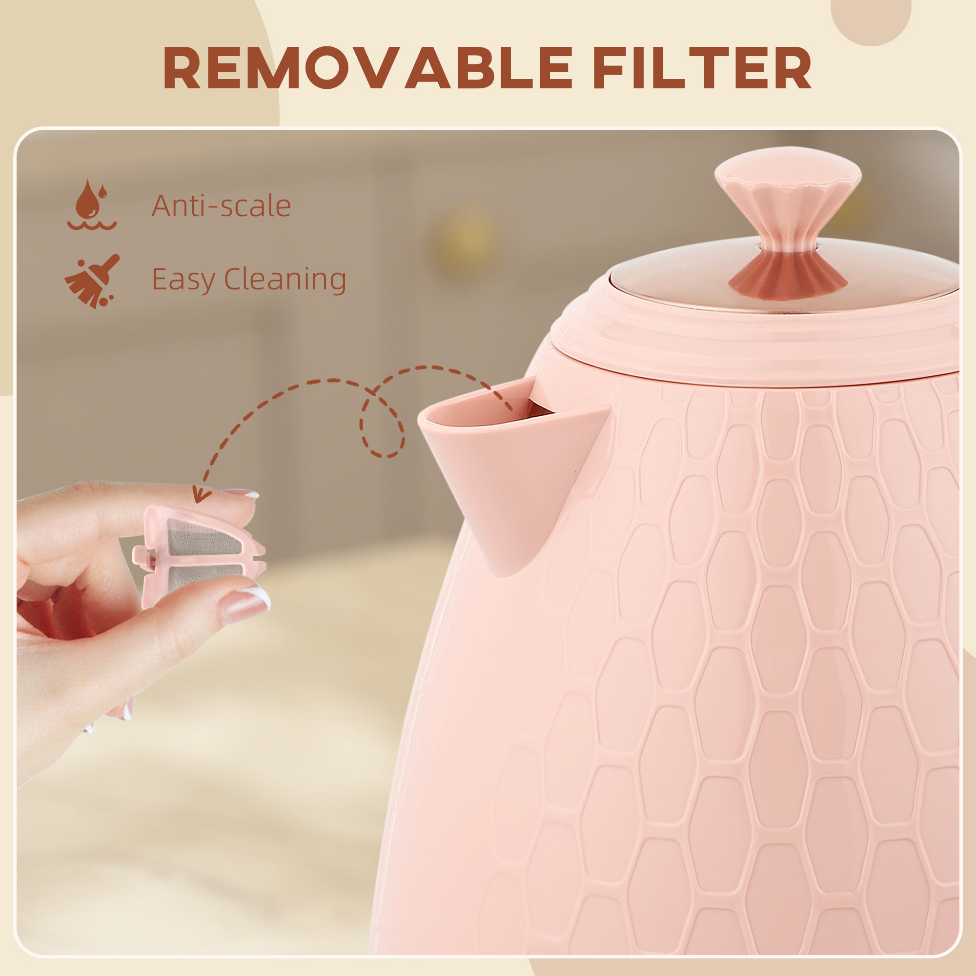 3kW Rapid Boil Honeycomb Kettle - Light Pink