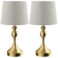 Set of Two Three-Colour Lamps, with USB Ports - Gold Tone