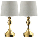 Set of Two Three-Colour Lamps, with USB Ports - Gold Tone