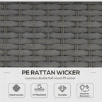 Outsunny 6PC Garden Rattan Sofa Set Bonzer Outdoor Furniture Patio Table Loveseat Stool Lounging Ottoman Aluminium Frame Wicker Weave Conservatory Grey
