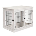 PawHut Dog Crate Furniture, Puppy Crate End Table, Pet Kennel House with 2 Doors for Medium and Small Dogs, 81 x 58.5 x 66 cm, White