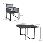 Outsunny Five-Piece Metal Dining Set, with Folding Back Chairs, Dark Grey