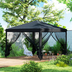 Outsunny 3 x 3 m Pop Up Gazebo, 420D Garden Tent Canopy with Removable Mesh Sidewall Netting, Carry Bag for Garden Patio Outdoor, Black