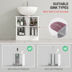 HOMCOM Under Sink Bathroom Cabinet, Under Sink Cabinet with Adjustable Shelf and Open Compartment for Basin with or without Pedestal, 60 x 30 x 60cm, White