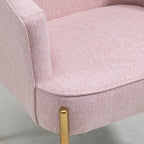 HOMCOM Accent Chair, Living Room Armchair, Vanity Chair with Gold Plating Metal Legs and Soft Padded Seat for Bedroom and Café, Set of 2, Pink