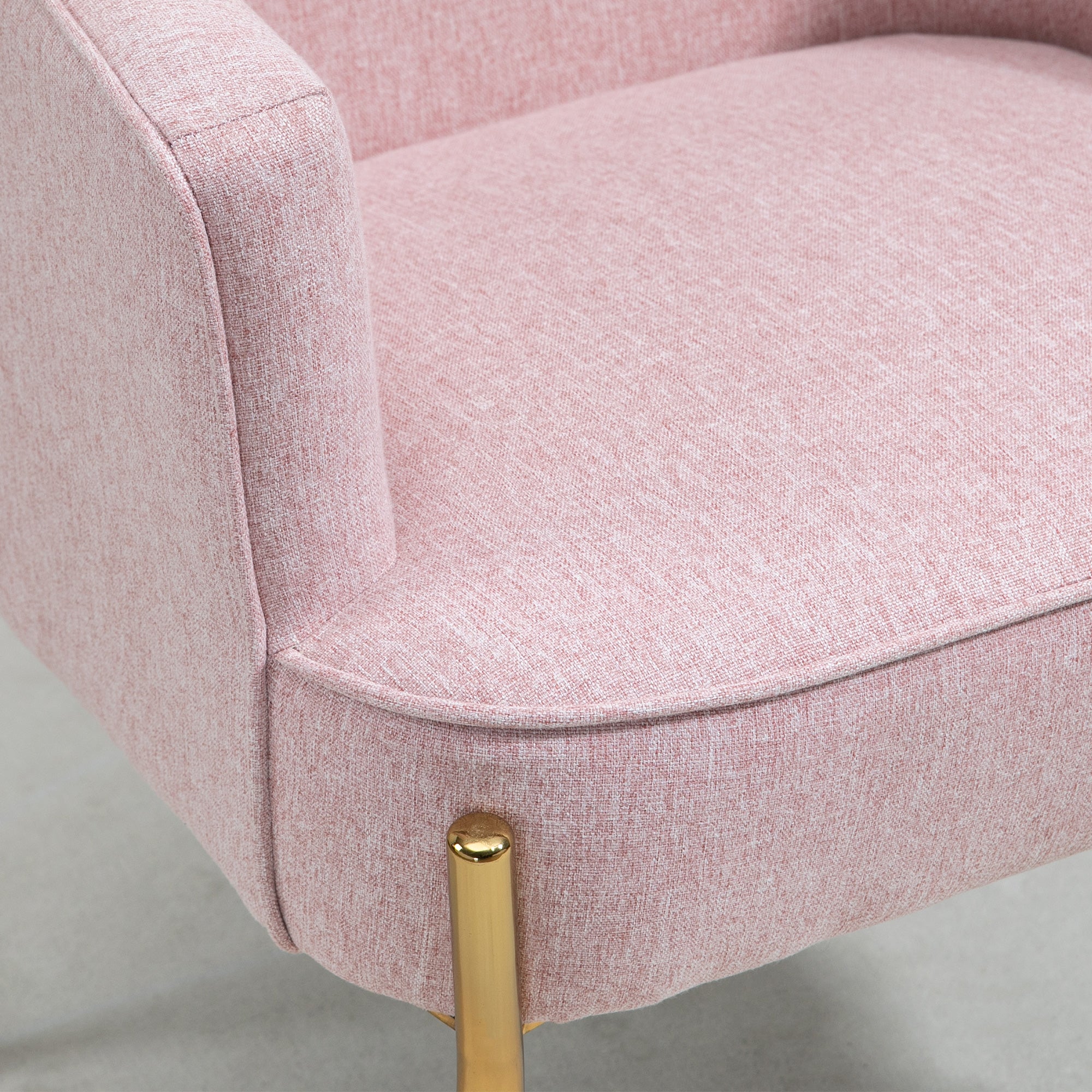 HOMCOM Accent Chair, Living Room Armchair, Vanity Chair with Gold Plating Metal Legs and Soft Padded Seat for Bedroom and Café, Set of 2, Pink