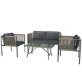 Outsunny Four-Piece Round Rattan Rope Sofa Set - Grey