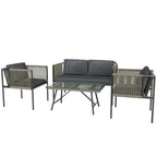 Outsunny Four-Piece Round Rattan Rope Sofa Set - Grey