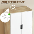 Modern Clothes Storage Cupboard Unit, 3 Drawer 2 Door Wardrobe with Hanging Rod, Oak