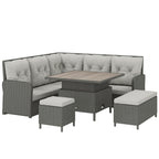 Outsunny 6 Pieces Outdoor PE Rattan Garden Furniture, Patio Wicker Sectional Conversation Corner Sofa