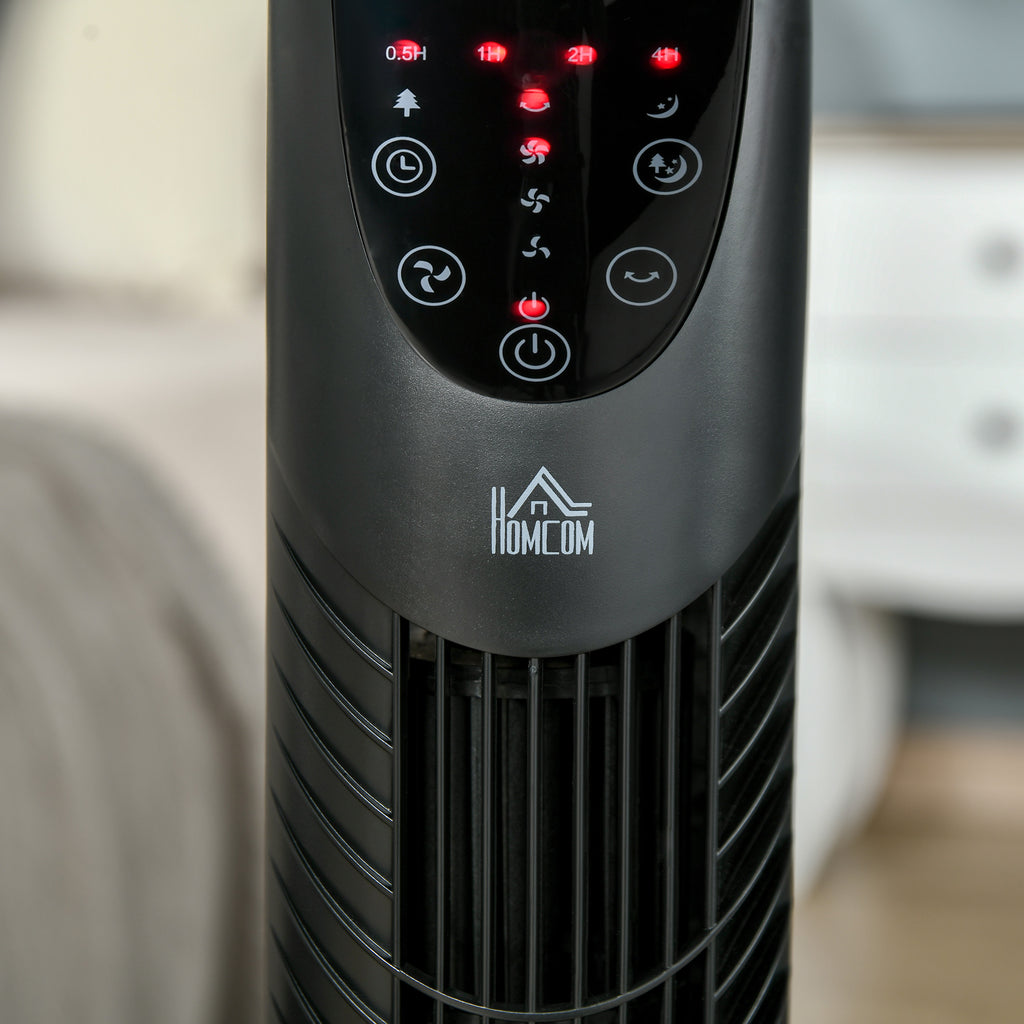 31 Inch Bladeless Oscillating Tower Fan with 70° Oscillation, Remote Control, 7.5H Timer, 3 Speed 3 Modes, Electric Floor Standing Cooling Fan for Home Bedroom Office, Black