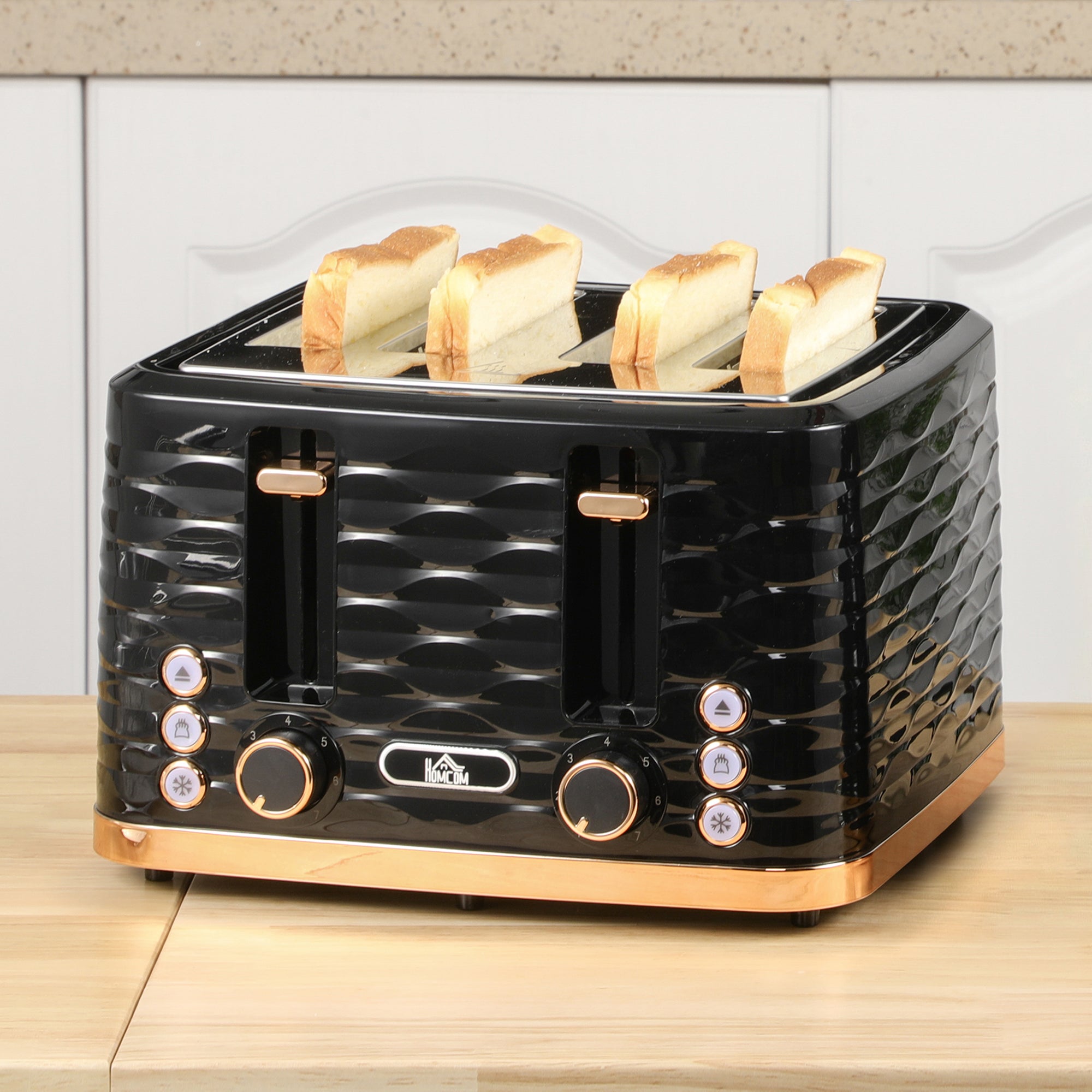 Four-Slice Rippled Toaster - Black