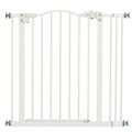 PawHut Metal 74-87cm Adjustable Pet Gate Safety Barrier w/ Auto-Close Door White
