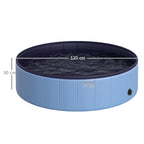 PawHut Foldable Dog Pool for Puppies and Ducks, Thickened PVC Dog Paddling Pool Bath Tub Hard Board, Anti-Slip Bottom and Drainage Hole, 120 x 30cm, Blue