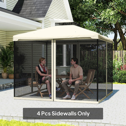 Outsunny 302 x 207cm Universal Replacement Mesh Sidewall Netting for Patio Gazebos and Canopy Tents, (Sidewall Only) Cream White