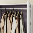 Double Paneled Door Wardrobe, with Shelves - White