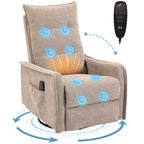 HOMCOM Recliner Armchair, Chenille Recliner Chair with Massage and Heat, 360° Swivel Rocking Manual Recliner, Brown