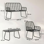Outsunny 4 Piece Rattan Garden Furniture Set, Outdoor Patio Furniture with Loveseat, Armchairs and Coffee Table