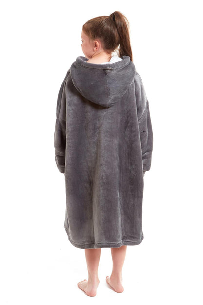 Kids Oversized Hooded Fleece Blanket Ultra-Soft Sherpa Fur with Elastic Cuffs and Double Pocket for Ages 8-15 by Daisy Dreamer