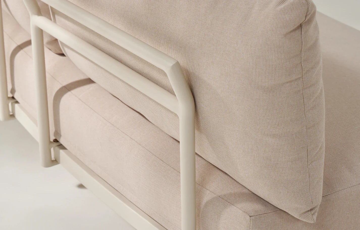 Kiki Beige 3-Seater Outdoor Chaise Sofa | Olefin Cushions & Aluminium Frame