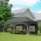 Outsunny 3 x 6m Pop Up Gazebo Shelter with Sides, 6 Sandbags, Peak Top Garden Party Tent Marquee with Carry Bag, Dark Grey