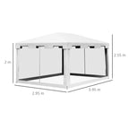 Outsunny 4 x 3 m Party Tent Wedding Gazebo Outdoor Waterproof PE Canopy Shade with Panel