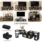 Three-Block Modular TV Stand - Black Wood-Effect