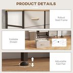 HOMCOM Fabric Chest of Drawers, Industrial Bedroom Dresser with 8 Fabric Drawers, Steel Frame and Wooden Top for Nursery, Living Room, Hallway, Cream White