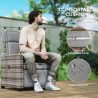 Outsunny 145° Reclining Rattan Armchair with Footrest - Mixed Grey