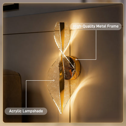 Led Wall Lamp 2 Pack, 13W Modern Indoor Spiral Wall Light, Colour Temperature Adjustable 3000K/4000K/6500K, for Bedroom, Living Room, Hallway, Stairs, Gold Tone