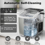 Ice Maker Machine Countertop, 9 Cubes Ready in 7 Mins, 12 KG in 24Hrs, 2 Sizes of Bullet, Self-Cleaning Ice Machine with Handle, Scoop & Basket for Home Kitchen Office RV, Stainless Steel