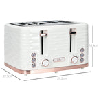 Four-Slice Rippled Toaster - White