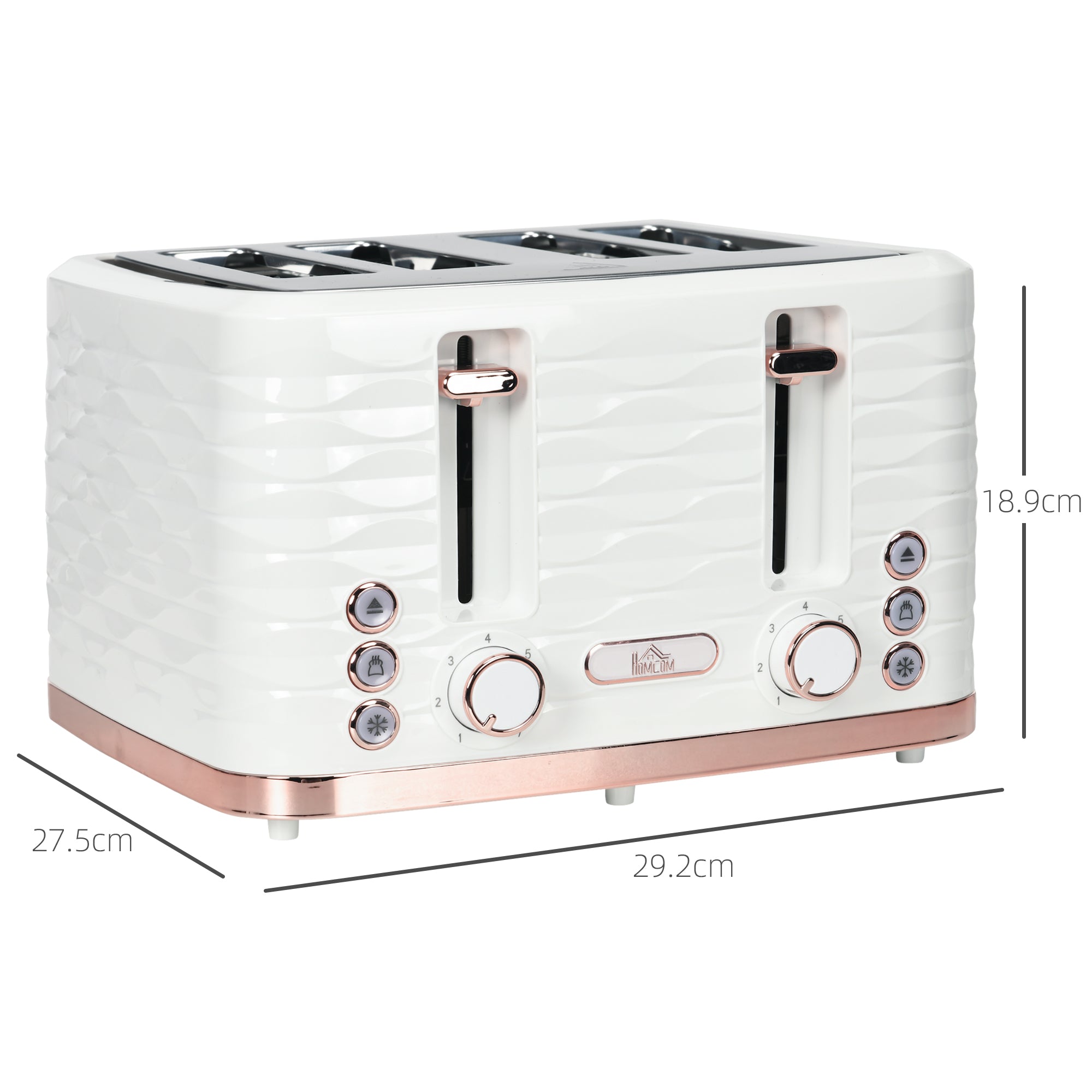 Four-Slice Rippled Toaster - White