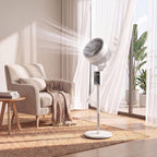 20 dB Silent Standing Fan for Bedroom, 46" Pedestal Fan with Remote, 85° Oscillating, 8 Speeds, White