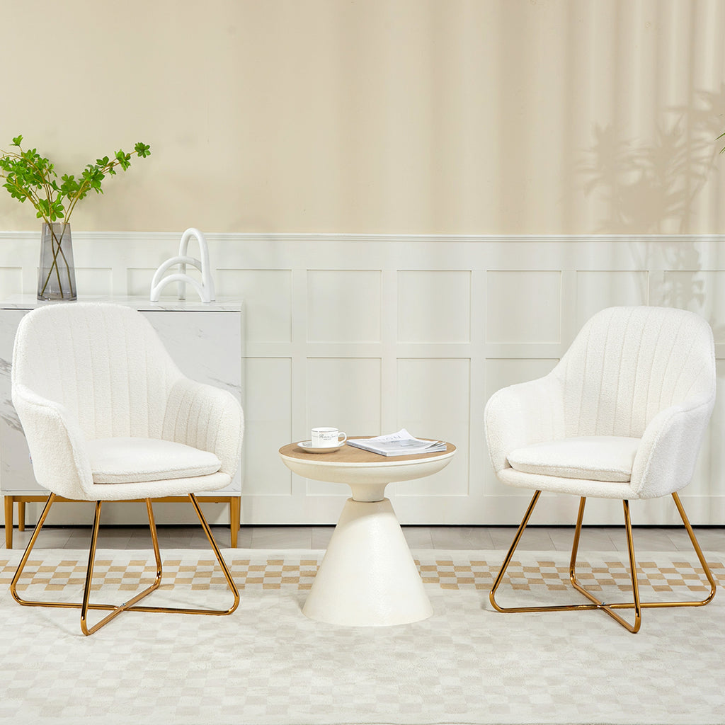 HOMCOM Set of Two Boucle Dining Chairs - Cream