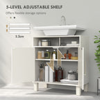 HOMCOM Under Sink Cabinet for Basin without Pedestal - Cream White