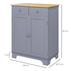 HOMCOM Side Storage Multi-use Sideboard Table Kitchen Floor Cabinet with Solid Wood Top, Adjustable Shelf, Drawer, Grey