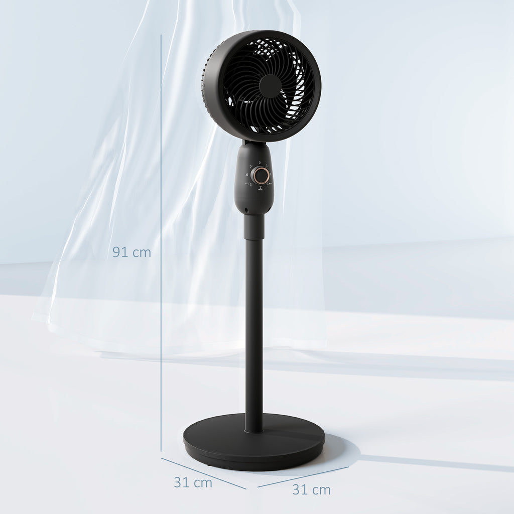 Pedestal Fan, Powerful Air Circulator, 36 Inch Floor Standing Fan with 3 Speed Settings, 70° Oscillating for Bedroom, Home and Office, Black