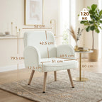 HOMCOM Lounge Chair Velvet Upholstered Armchair with Spring Cushion for Living Room Bedroom Cream White