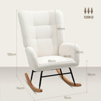HOMCOM Teddy Fleece Rocking Chair - Cream White