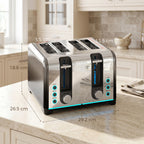 4 Slice Toaster with 7 Browning Levels, Reheat, Defrost and Cancel Functions