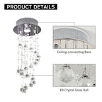 Metal Crystal Ceiling Light Chandelier Elegant Pendant Lamp Living Room Stairway Spiral Rain Drop Pendant Lamp Silver